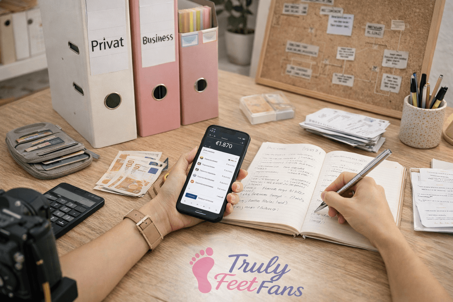 trulyfeetfans Kleingewerbe Organisation mit Einnahmen Tracking und Trennung von Privat und Business für Creator Erfolg